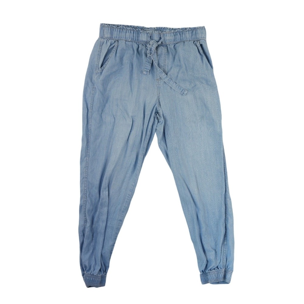 Knox Rose Joggers Pants Women's Size Medium Light Blue Chambray Drawstring